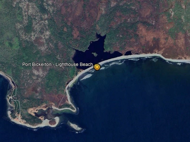 Mapa de ubicación de Port Bickerton Lighthouse Beach, Nueva Escocia